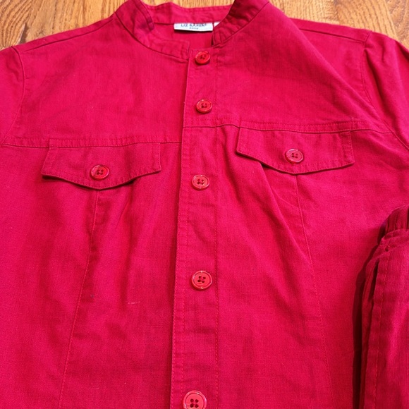 Liz Baker linen cotton blend shirt and pants set in red size medium petite - Picture 4 of 11